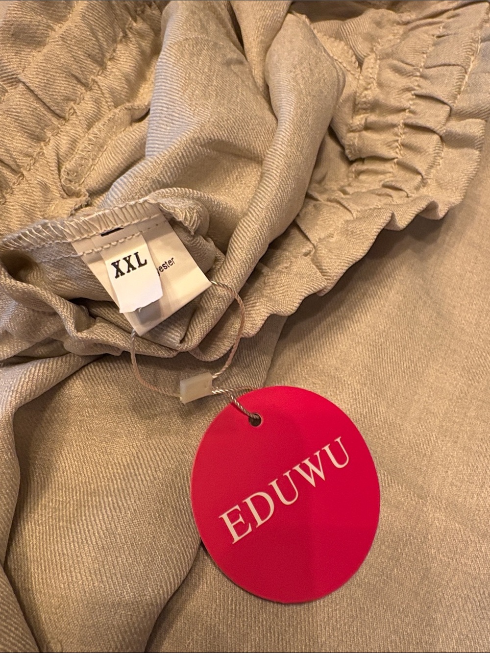Lightweight Beige Drawstring Linen-Style - Picture 3 of 5